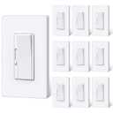 BESTTEN 10 Pack Super Slim Digital Dimmer Light Switch, Quiet Rocker, Max 300W LED, CFL, 600W Halogen, Single Pole or 3 Way Dimmable Switch, Screwless Wallplate Included, ETL Listed, White