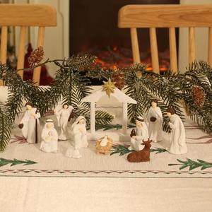 MEETYAMOR Nativity Sets for Christmas Indoor, Set of 11 Resin Nativity Scene Figurines Set for Christmas Decor, Christmas Decorations Indoor for Home Table Mantle Kitchen Shelf