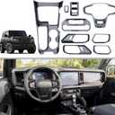 for Ford Bronco Interior Accessories Gear Shift Panel Cover Inner Door Handle Window Lift Panel Trim Compatible for 2021-2024 Bronco Carbon Fiber 9pcs