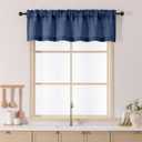 Chyhomenyc Navy Blue Valance for Windows, Light Filtering Faux Linen Slub Textured Small Kitchen Valance, Rod Pocket Top Window Short Curtain for Bathroom Basement Farmhouse, 60Wx14L Inch