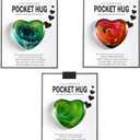AGLOO 3Pcs Pocket Hug Heart with Card Greeting Cards Pocket Hug Token for Friends, Family, Classmates, Students, & Colleagues Relationship Gift for Distant Social Presents (Hearts)