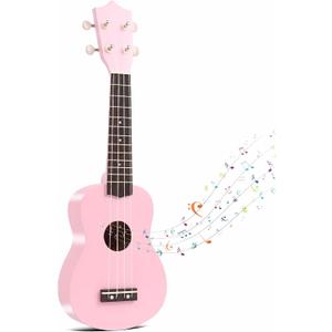 21 Inch Carbon Fibre Kids Toddler Child Children Acoustic Guitar Ukulele Musical Instruments Ideal for 3-9 Year Old Boys Girls Gifts (Pink)