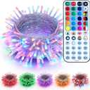 Brizled Color Changing String Lights, 33ft 100 LED Pasrel Easter Mini Lights with Remote, Dimmable RGB Lights String Clear Wire, Indoor USB Twinkle Light for Christmas Halloween Year-Round Decor
