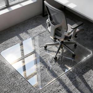 Azadx Tempered Glass Chair Mat for Carpet 40" x 48" Heavy Duty Office Chair Mat for Carpets 1/5" Thick for Carpeted Floor/Hard Floor Easy Glide Carpet Protector with Round Corner and Polished Edge (Clear)