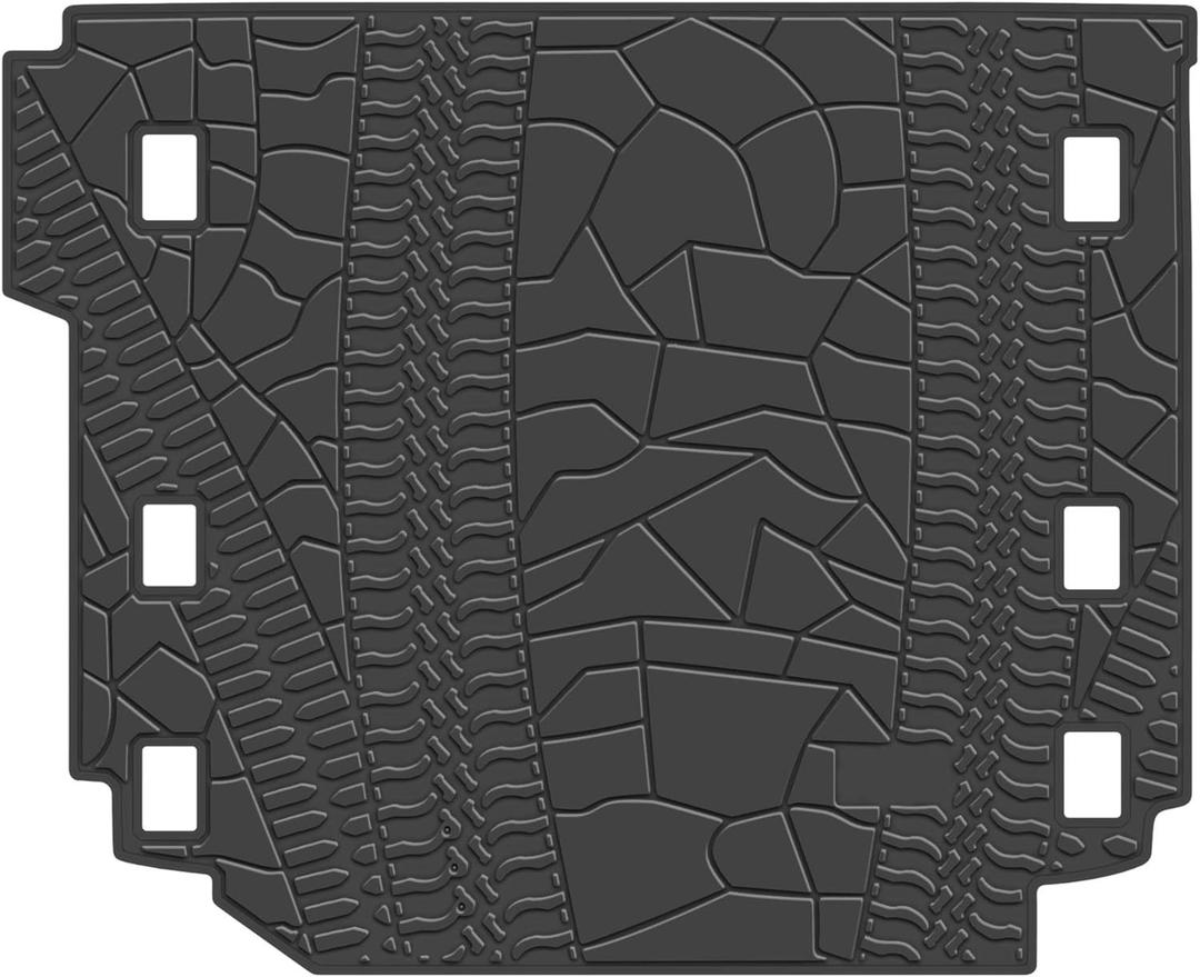 Cargo Liners Custom Fit for Jeep Wrangler JL 4x4 Door Sahara Rubicon 2018 2019 2020 2021 2022 2023 2024 2025 Trunk Mats Rubber All Weather with Subwoofer Heavy Duty Odorless - Not Fit 4XE