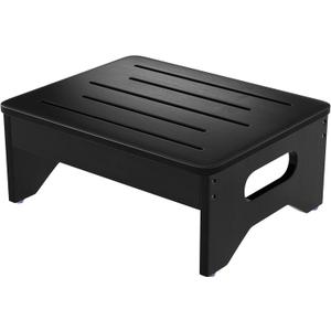 Wooden Step Stools for Adults & Kids, Non-Slip Rubber Feet, 6.5 Inch High, Lightweight Stepping Stool, 400 lbs Capacity, Bed Steps for High Beds, Bathroom & Kitchen, Black