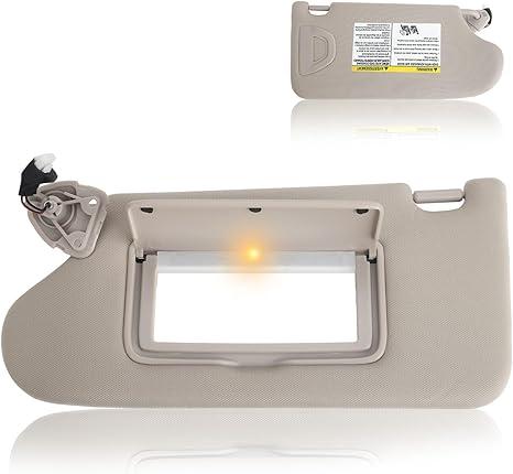 ZONFANT Beige Left Driver Side Sun Visor with Vanity Mirror and Light Compatible with Nissan Vehicle 2013-2018 Altima Without Sunroof, Replaces#96401-3TA2A