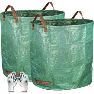 Gardzen 2-Pack 132 Gallon Yard Waste Bags, Reusable Heavy Duty Collapsible Garden Leaf Bags with Plastic Ring, Stand-Up Yard Waste Bin for Leaves, Lawn Debris & Grass Clippings