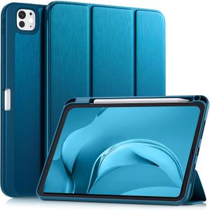 Akkerds for iPad Pro 11 Inch Case (M5/M4) 2025/2024 6th/5th Generation with Pencil Holder, for iPad Pro Case 11 Inch with Trifold Stand Protective Cover/Soft TPU Back, Auto Wake/Sleep, Peacock Blue