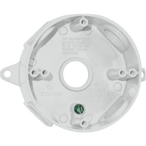 SIGMA ENGINEERED SOLUTIONS 143854 Round Metal Electrical Outlet Box, Weatherproof, Easy Mount, White, (5) 1/2-Inch Holes