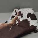 Cow Hide Faux Cowhide Rug: Cow Print Rug for Living Room Bedroom 4.6x5.2 Feet - Animal Print Skin Black and Brown Western