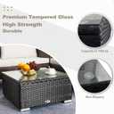 DIMAR GARDEN Outdoor Coffee Table Wicker Patio Side Table with Glass Top,25.2in Black