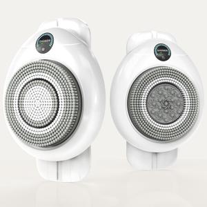 Electric Back Scrubber for Shower Wall Mounted Exfoliating Brush, HandsFree Automatic Body Scrubber, IPX7 Waterproof, 3Speed Adjustment, 3 Replaceable Heads with 50pcs Disposable Shower Caps, White