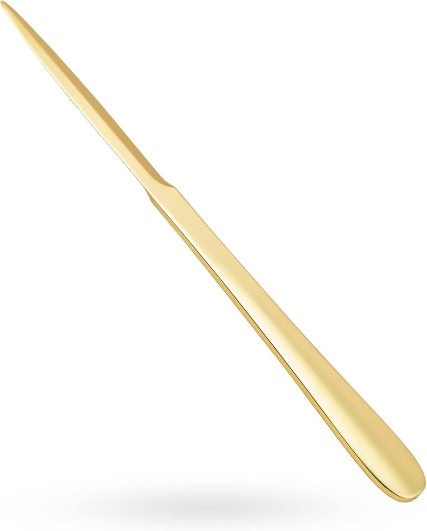 9" Golden Metal Letter Opener with Minimalist Design, Safe Double Edge Blades, Anti-Fingerprint Long Handle, Mail Opener Paper Knife Tool Envelope Opener (1 Pack - Matte Golden)