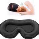 Sleep Eye Mask for Men Women, Lash Extensions 3D Sleeping Mask, Travel Blackout Night Blindfold Eye Shade Cover with Adjustable Strap (Black-3D)