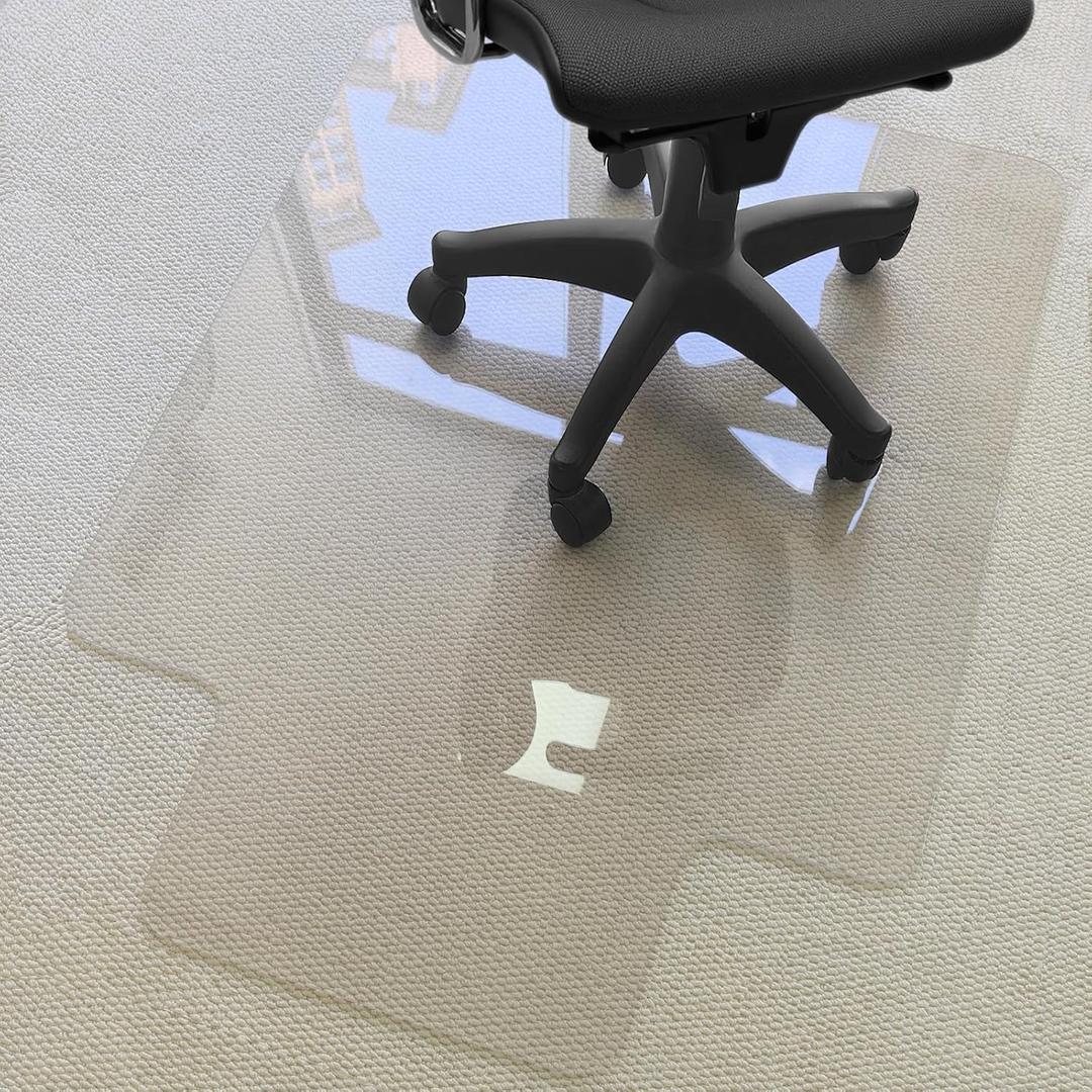 Kuyal 1/5" Thick Office Chair Mat, 36" x48" with Lip Heavy Duty Hard Computer Chair Mat, Under Desk Protector Carpeted Floors Mats, Easy Chair Movement, Can be Used on Carpet or Hard Floor, Ship Flat