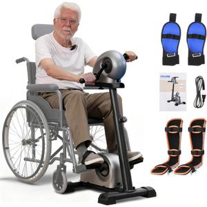 Electric Physical Therapy Exercise Bike with Leg Support & Stroke Hand Brace - Arm Leg Pedal Exerciser | 20 Speed Dual Motorzied Rehab Trainer for Knee, Foot, Arm Recovery | Elderly & Disabled