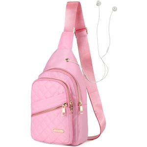 AOSTIHOT Crossbody Small Sling Backpack Sling Bag for Women, Chest Bag Daypack Crossbody for Travel Sport Running Hiking Pink