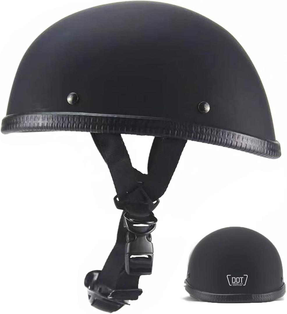 Motorcycle Half Helmet, DOT Approved Adult Men Women Retro Open Face Bike-Helmets, Bicycle/Skateboard Helmet for Adults, Bike, Skate, Scooter, Longboard Half Shell Helmet (Medium, Matte Black)