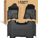 LASFIT Floor Mats for Ram 1500 Crew Cab 2019-2024 Without Rear Under-Seat Factory Storage 4 Full Size Doors Bucket Seat (NOT for Classic Model), All Weather TPE Custom Fit 1st & 2nd Row, Black