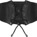 JASGOOD Wide Elastic Corset Belt for Women Vintage Lace-up Tied Waspie Waist Belt for Dress (Fits Waist 34''-37'')