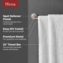 Pfister Vedra Bath Towel Bar for Bathroom, 24-Inch, Wall-Mounted, Screw-in, Spot Defense Brushed Nickel Finish, BTBVED2GS