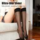 Yolev 4 Pairs Sheer Knee High Stockings for Womenblack Nylon Knee High Socks with Reinforced Toe (One Size)