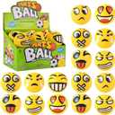 24 Pack - Mini Soft Foam Squeeze Balls, 2.5" Toy Stress Relief Bulk Educational Emoticon Novelties for Kids, School, Classroom, Party Favors, Rewards (Yellow (3.0"))