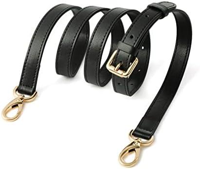 GOXTECH GOXTECHGenuine Leather Purse Strap Replacement Crossbody Handbag Long Adjustable (Black-shoulder strap)