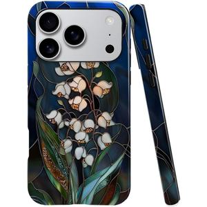 Case for iPhone 17 Pro - Slim Fit Anti-Scratch Phone Case for Girl Women - Stained Glass Lily Valley Wild Flower (Glossy)