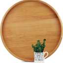 22" Extra Large Round Teak Wood Ottoman Tray with Handles