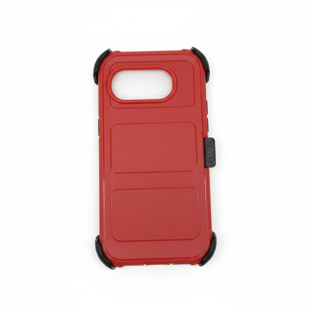 Leptech for Google Pixel 9a 2025 Case with 2 Pack Tempered Glass Screen Protector, [Holster Series] Belt Clip Kickstand Heavy Duty Shockproof Protective Cell Phone Case Cover (Red)