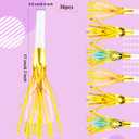 36 Pieces Glitter Metallic Fringed Noisemakers Musical Party Blowers Blowouts Whistle Party Blow Horns for New Years Birthday Party Supplies Sporting Event Celebrations (Pink, Blue)