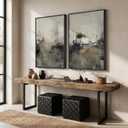 Large Framed Neutral Abstract Wall Art Set of 2 for Living Room, Wabi Sabi Modern Minimalist Black Grey Canvas Artwork for Walls, Rustic Abstract Painting Print Wall Decor for Bedroom Office, 24x36 In, 24" W x 36" H x 2Pcs
