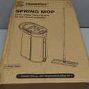 HoMettler Mop and Bucket Set with Wringer, 3-Tank Flat Mop and Bucket System, Wall Mop Cleaner with Long Handle, Hands Free Mops for Floor Cleaning with 4 Microfiber Pads