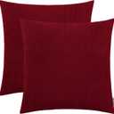 HWY 50 Burgundy Red Decorative Throw Pillow Covers Set 20x20 Inch for Couch Bed Bedroom Sofa, Velvet Soft Cozy Solid Throw Pillow Cases Cushion Cover Pack of 2 (20" x 20" (Pack of 2))