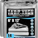 Heavy Duty Tarp 6x12 Feet, 14 Mil Waterproof Poly Tarps Cover UV Resistant, Rip & Tear Proof with Metal Grommets Every 20 Inches Silver Tarp by TA*RP YXCN