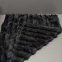 LIFEREVO 2 Pack Fluffy Faux Rabbit Fur Pillow Cases, Luxury Soft Plush Shaggy Bubble Pillowcases Standard Size with Zipper Closure, Furry Fuzzy Long Pillow Shams for Bedroom Living Room 20x26, Black