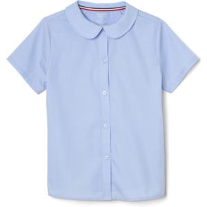 French Toast Peter Pan Collar Short Sleeve Blouse, Light Blue, Size 6