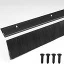 5-Pack Garage Door Brush Seal Cepia Black Bottom Sweep Roll-Up Door Stripping, 2.80" Wide x 39.3" Long, Aluminum Alloy Base, Ideal for Exterior Doors and Industrial Use (196 in / 500 cm)