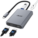 Acer USB   C  to Dual HDMI adapter 4k @60hz 4 in one adapter HDMI Splitter for Dual Monitors with 100W PD, USB 3.0, Docking Station Dual Monitor Compatible with Acer, MacBook Air/Pro, Dell XPS, HP, etc