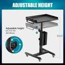 POARMEEY Tattoo Tray on Wheels Salon Rolling Tray Cart Made of Thickened Iron Adjustable Height Angle with Storage Space for Tattoo Studio Salon Medical