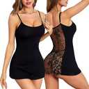RSLOVE Women Nightgown Sexy Lace Babydoll Lingerie Chemise Soft Sleepwear Nightie Black, Small