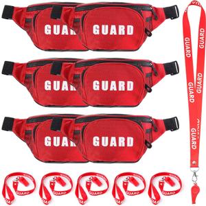 Hiboom 27 Pcs Guard Costume Supplies Guard Fanny Pack with Whistle Lanyard First Aid Hip Pack Whistle with Lanyard Adjustable Strap Zipper Pouch Red Emergency Equipment Set