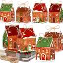 Zhanmai 48 Pcs Christmas Treat Boxes Candy Village Vintage Mini Gingerbread House Favor Box Christmas Party Paperboard Gift Boxes for Xmas Holiday Party Treat Cookie Goodie Snack Gift Packaging