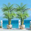 Keeplush 5ft Tall Triple Golden Cane Palm Artificial Tree Large Tropical Palm Tree UV Resistant Fake Plant in Pot for Indoor Outdoor Big House Living Room Outside Patio Office Home Decor 2Pack