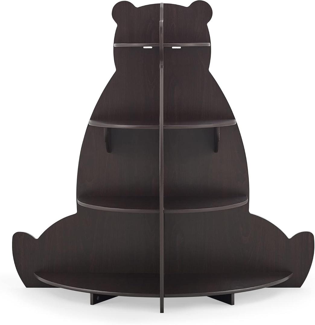 Delta Children Bear Bookcase - Greenguard Gold Certified, Crafted Walnut, 47.75"W x 17"D x 43.50"H