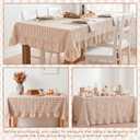 Mindsoft Plaid Ruffled Table Cloth Cotton Linen Fabric Checkered Gingham Tablecloth Farmhouse Vintage Buffalo Plaid Decorative Table Cover for Dining Room(70 x 52 Inches,Brown)