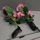 Anordsem Solar Garden Lights Outdoor: 10 Waterproof Fabric Roses 2 Pack - Pink LED Flower Decorations for Yard Patio Path Cemetery Grave - Mother's Day Gifts for Her Women Mom Wife