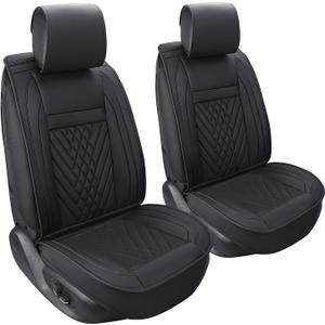 PLTCAT 2 Front Car Seat Covers Set, Car Seat Cushions with PU Leather Compatible with Most Cars, Suvs, Vans Trucks(Black, 2 PCS Front)